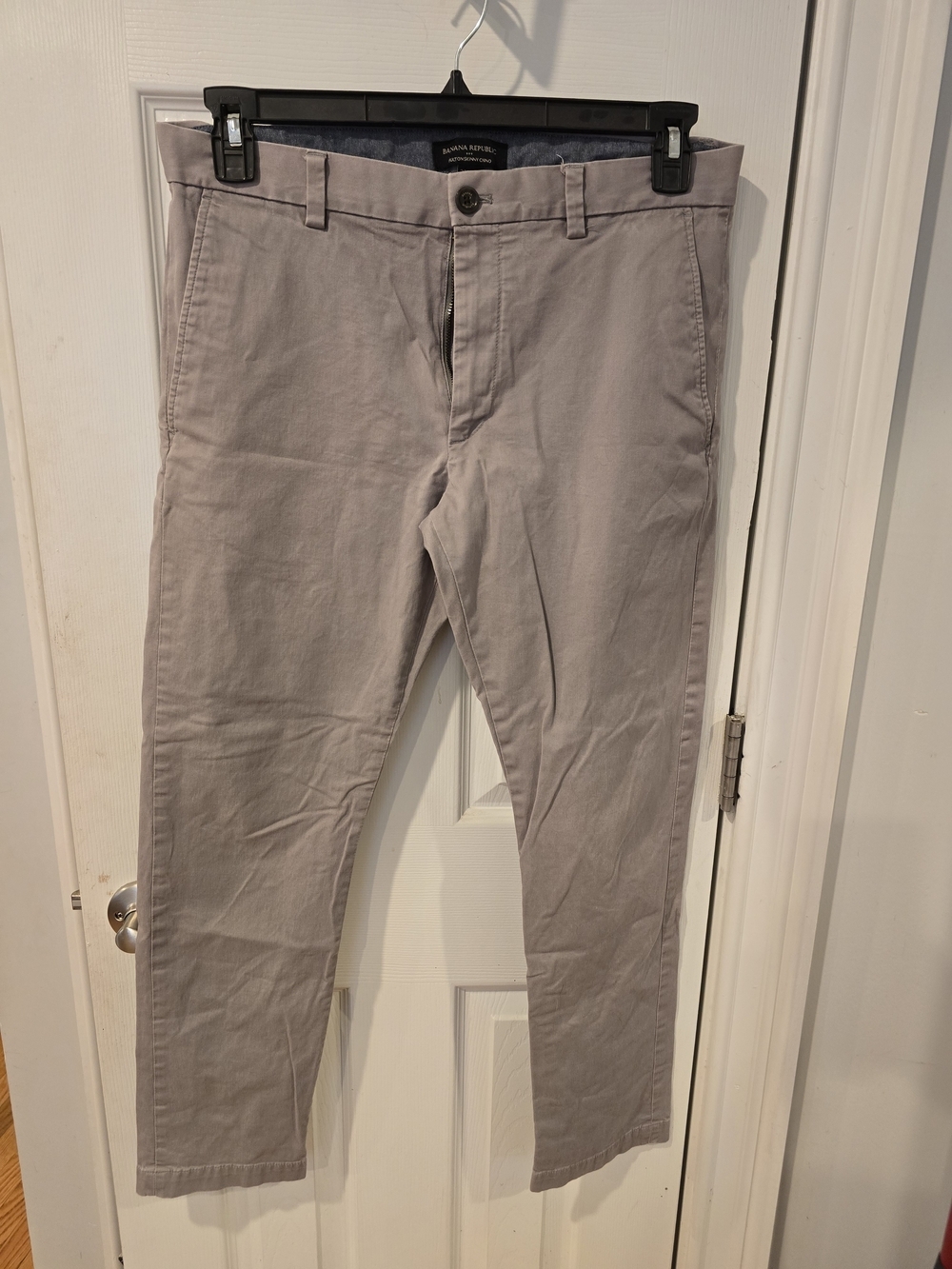 Banana Republic Fulton Skinny Chino Pants Men's 32x30 Grey Stretch Cotton